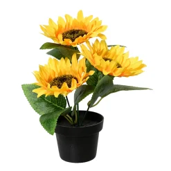 Kunstpflanze Sonnenblume gelb getopft, Sonnenblume im Topf, 20cm