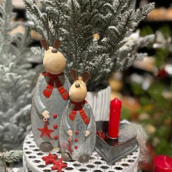 Kunstpflanze Tannenbaum beschneit, Tannenbaum im weißen Zementtopf, 55cm, DPI