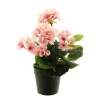 Kunstpflanze Geranie getopft, Pelargonium rosa im Topf, 28cm