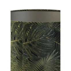 Lampenschirm Amazone grün, Lampenschirm mit grünen Blättern, Zylinder, 30x30x21cm, Light & Living