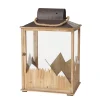 Laterne Dolomiti, Holzlaterne mit Berge beschneit, 45x69cm, Boltze Home Collections