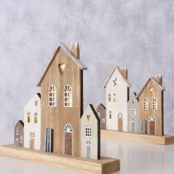 LED Aufsteller Haus Shabby chic, beleuchtete Häuserzeile Weihnachten, 32cm, Boltze Home Collections