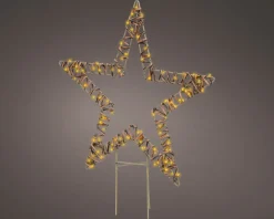 LED Deko Stern Korbgeflecht, Aussenbereich, zum Stecken, 54cm