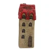 LED Haus Marta beige-rot, schmales Keramikhaus 15,5cm