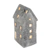 LED Haus Weihnachten, graues Haus mit Herz, 22x41cm, Magnesia