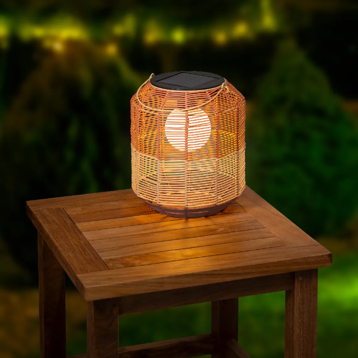 LED Solar Laterne, künstliche Korbweide orangebraun-natur, 28cm, Outdoor, Lumineo