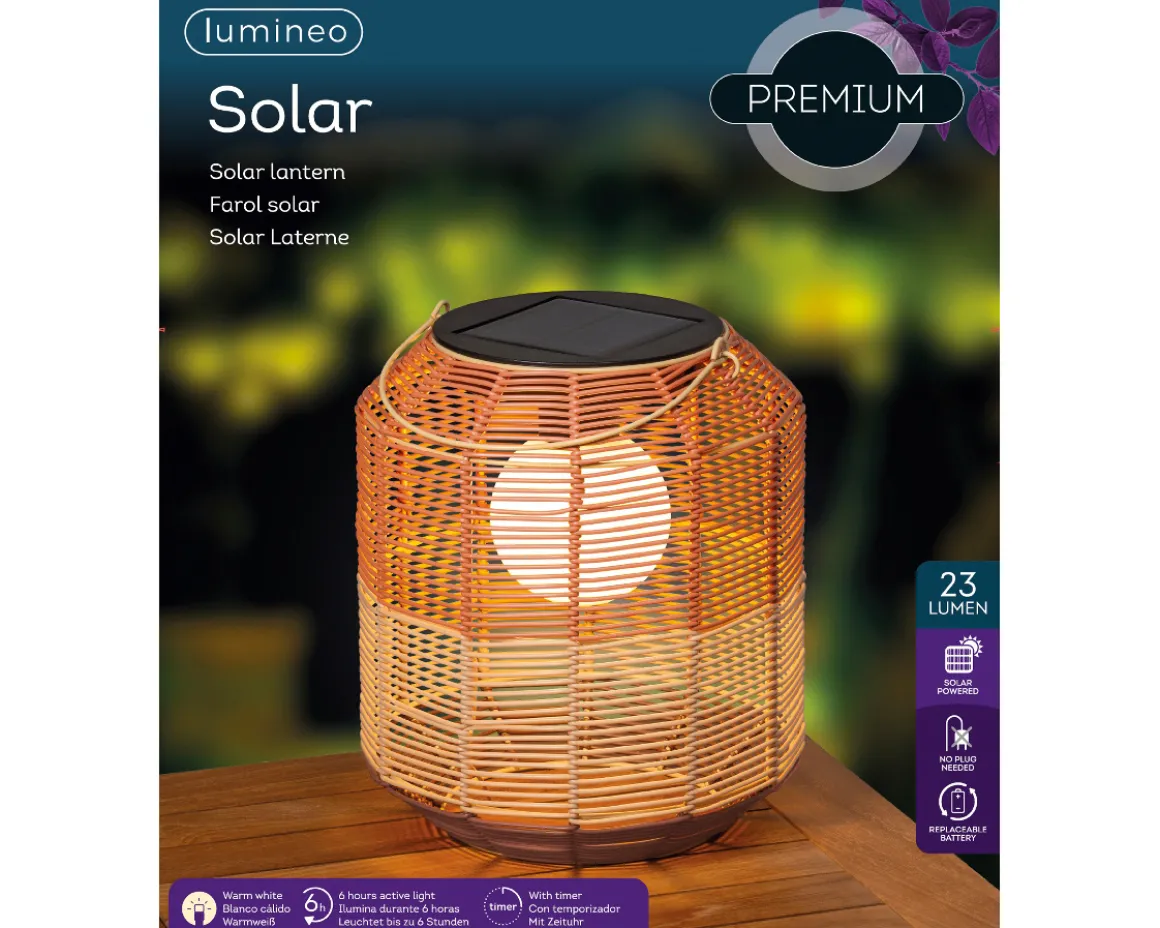 LED Solar Laterne, künstliche Korbweide orangebraun-natur, 28cm, Outdoor, Lumineo