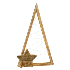 LED Tannenbaum Naturholz, schlichte Holztanne mit Holzstern, 30 LED, 107cm