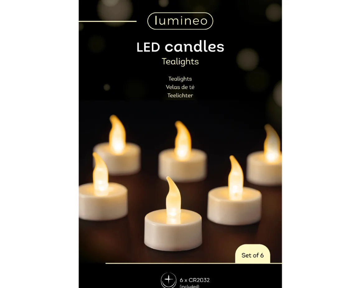 LED Teelicht Flacker-Effekt, weiß, Ø3,8cm, Set/6, Lumineo