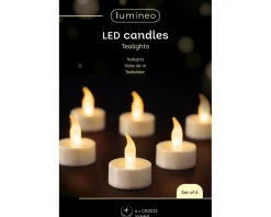 LED Teelicht Flacker-Effekt, weiß, Ø3,8cm, Set/6, Lumineo