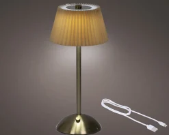 LED Tischlampe Faltenoptik, Creme-Gold, wiederaufladbar, dimmbar, 30 cm