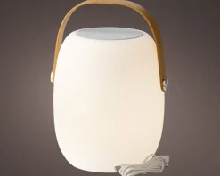 LED Tischleuchte mit Lautsprecher, Gartenlicht aufladbar, warmes weiß, outdoorgeeignet, 21x32cm