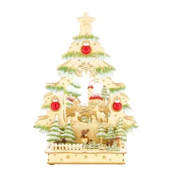 LED Weihnachtsbaum mit Kirche aus Holz, beleuchtet, 24x33cm, DIJK Natural Collections