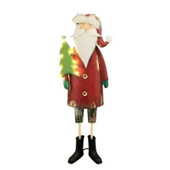 Led Weihnachtsmann Santa Niko, Nikolaus mit beleuchtetem Baum, 63cm