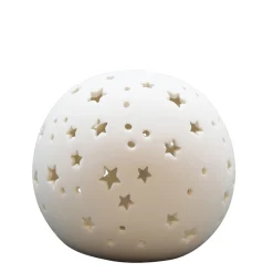 LED Porzellan-Kugellampe mit Sterne, durchscheinend, batteriebetrieb, Timerfunktion, 11cm