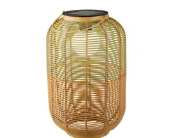 LED Solar Laterne, künstliche Korbweide grün-braun, 43cm, Outdoor, Lumineo