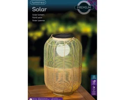 LED Solar Laterne, künstliche Korbweide grün-braun, 43cm, Outdoor, Lumineo