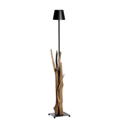 LED Windlicht Raisa Natural, rustikales Naturholzwindlicht mit LED Lampe schwarz, 122cm, WMG Grünber