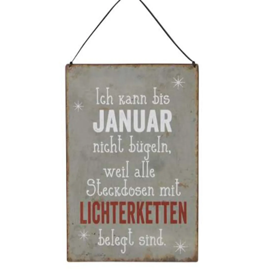 Lustiges Metall-Schild Weihnachtsspruch: Lichterketten, 20x30cm