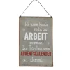 Lustiges Metall-Schild Weihnachtsspruch: Arbeit, 20x30cm