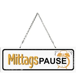 Metall Schild mit Spruch: Mittagspause, 30x10cm, Hänger, Gerrys Garden