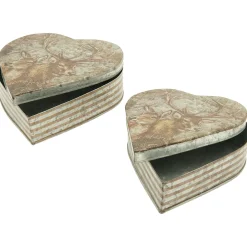 Metalldose Hirsch Antik, rustikale Metalldose in Herzform und Vintage Look, 23x24cm