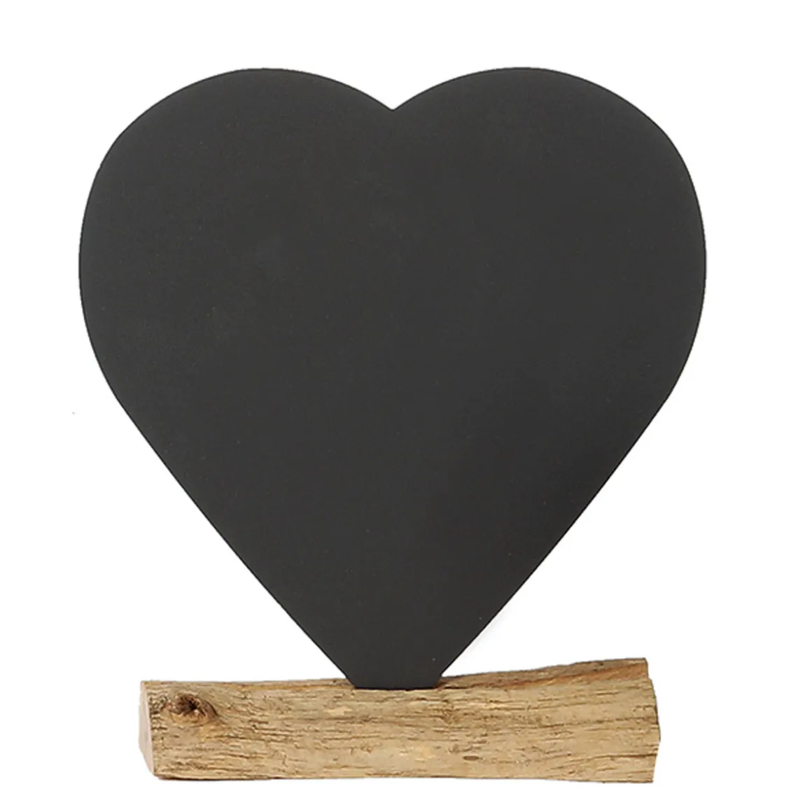 Metallherz auf Holzsockel, Kreidetafel Herz, 20cm, WMG Grünberger