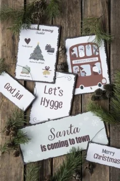 Metallschild Weihnachten mit Spruch, Hänger Merry Christmas, 7x15cm, Ib Laursen