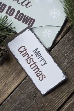 Metallschild Weihnachten mit Spruch, Hänger Merry Christmas, 7x15cm, Ib Laursen