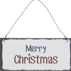 Metallschild Weihnachten mit Spruch, Hänger Merry Christmas, 7x15cm, Ib Laursen
