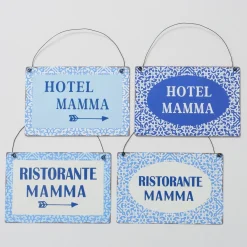 Metallschild mit Spruch: Hotel Mamma, Schild Capri blau, Hänger, Boltze Home Collections