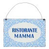 Metallschild mit Spruch: Ristorante Mamma, Schild Capri blau, Hänger, Boltze Home Collections