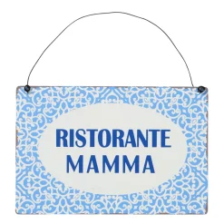 Metallschild mit Spruch: Ristorante Mamma, Schild Capri blau, Hänger, Boltze Home Collections