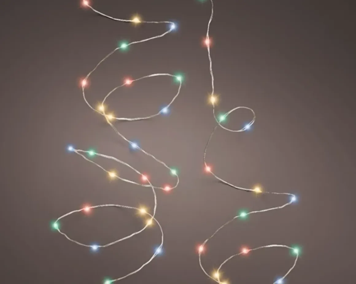 Micro LED Lichterkette, Strangbeleuchtung, bunt, 50 LED, 245cm, Batteriebetrieb, Lumineo