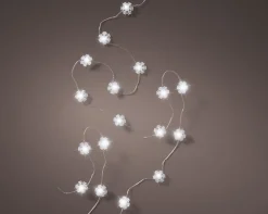 Micro LED Strangbeleuchtung Flocken, kaltes weiß, 40St, 195cm, Batteriebetrieb, Lumineo