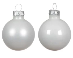 Mini Weihnachtsbaumkugeln aus Glas, winterweiß emaille/matt, Ø3,5cm, 16St/Box, Decoris