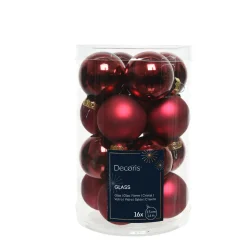 Mini Weihnachtsbaumkugeln aus Glas, ochsenblut glanz/matt, Ø3,5cm, 16St/Box, Decoris