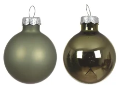 Mini Weihnachtsbaumkugeln aus Glas, rosmaringrün glanz/matt, Ø3,5cm, 16St/Box, Decoris