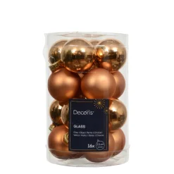 Mini Weihnachtsbaumkugeln aus Glas, brandy glanz/matt, Ø3,5cm, 16St/Box, Decoris