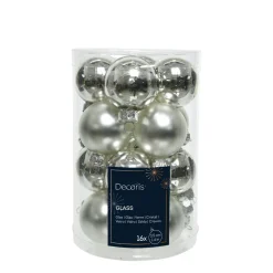 Mini Weihnachtsbaumkugeln aus Glas, silber glanz/matt, Ø3,5cm, 16St/Box, Decoris