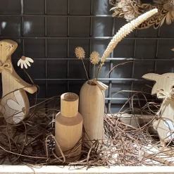 Naturholz Blumenvase Naturholz, kleine schlanke Holzvase mit Reagenzglas, 15cm