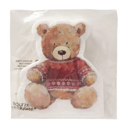 Papierservietten Teddy Bailey, gestanzt, mit Weihnachtsbär, 14x15cm, Boltze Home Collection