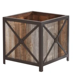 Pflanztopf Altholz, Übertopf Altholz/Metall, Botanik, 50x50cm, WMG Grünberger