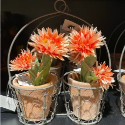 Pflanztopf doppelt, Drahtkorb mit 2 Keramiktöpfe, 23x20cm