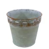 Pflanztopf mit Spitzenrand, Zinktopf grau used look, 12x11cm