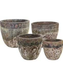 Pflanztopf Outdoor, Keramik Übertopf rund, braun-schwarz, 22x18cm, DIJK Natural Collections