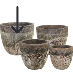 Pflanztopf Outdoor, Keramik Übertopf rund, braun-schwarz, 46x38cm, DIJK Natural Collections