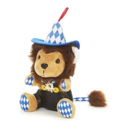 Plüsch Bayern Löwe, Plüschlöwe Bayern mit Hut bayrisch Raute und Edelweiß, 17cm