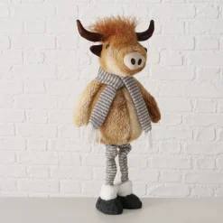 Plüsch Hochlandrind Buffy braun mit Teleskopbeine, ausziehbar bis 67cm, Boltze Home Collection