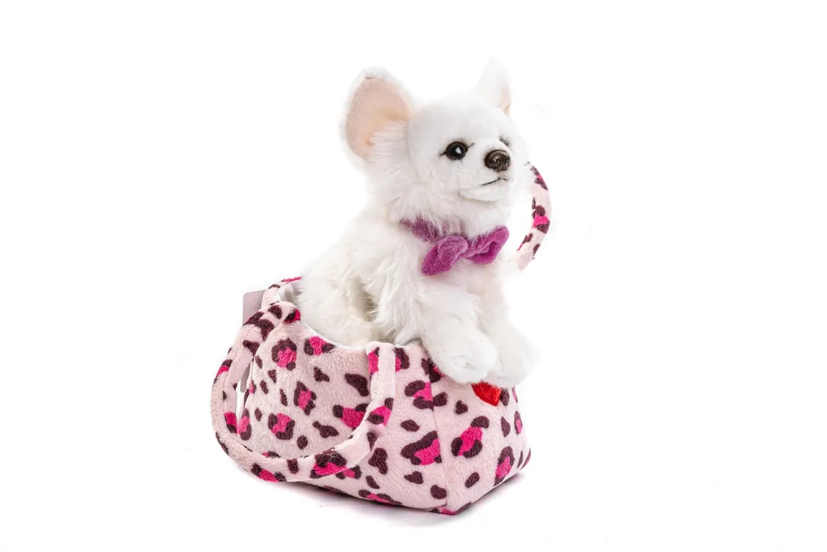 Plüsch Hund, Chihuahua in der Tasche, weiß, 17cm, Uni Toys